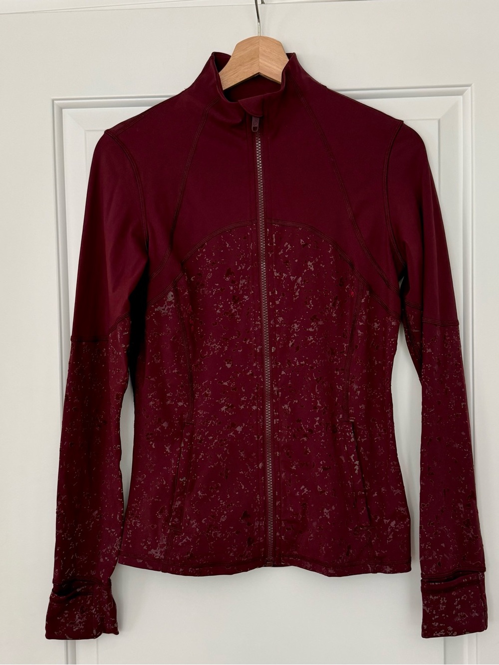 Lululemon Define Burgundy Jacket Velvet Burn Out Splatter LIMITED EDITION Sz 8